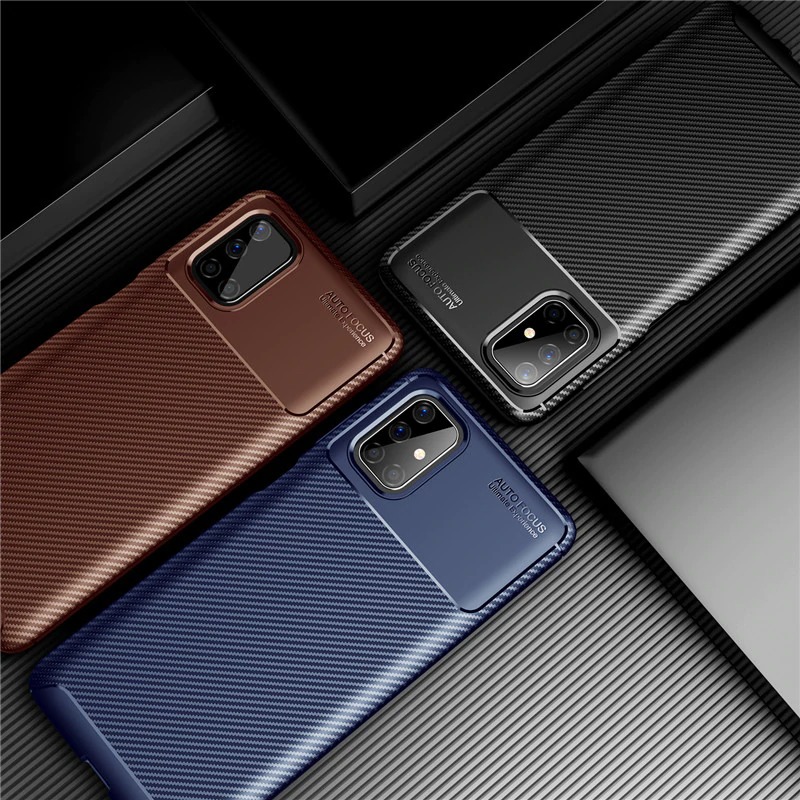 เคส Samsung Galaxy M51 #เคสฝาหลังนิ่ม Carbon Fiber Anti-drop TPU Protection