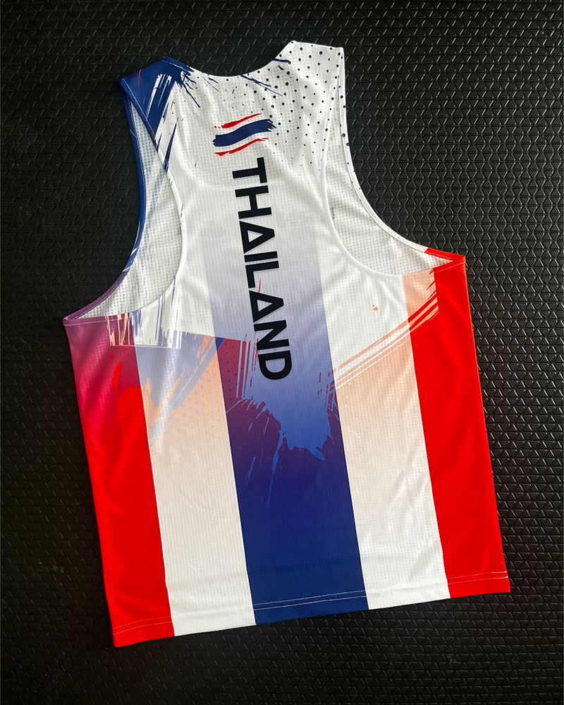 เสื้อวิ่งพิมพ์ลาย THAILAND X LRN เนื้อผ้า Micro square สำหรับวิ่งมาราธอน (MS28)