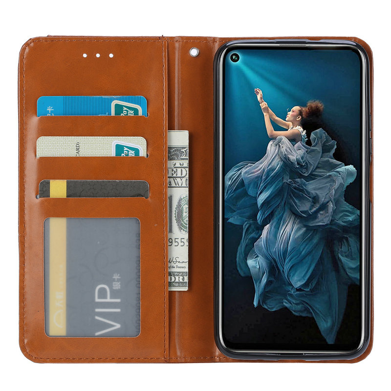 เคส Huawei Nova 5T #เคสฝาพับแบบกระเป๋าสตางค์หนัง PU มีช่องเสียบบัตรคุณภาพดี