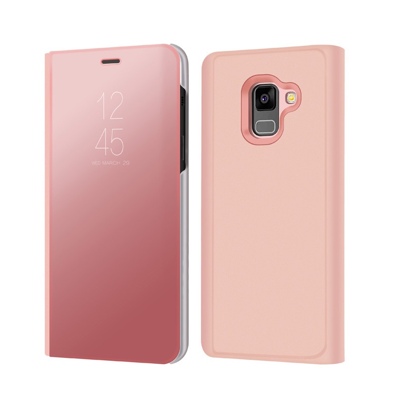 Case Samsung Galaxy A8+ (2018) #เคสฝาพับโปร่งแสงผิวเงาสวยงามทันสมัย