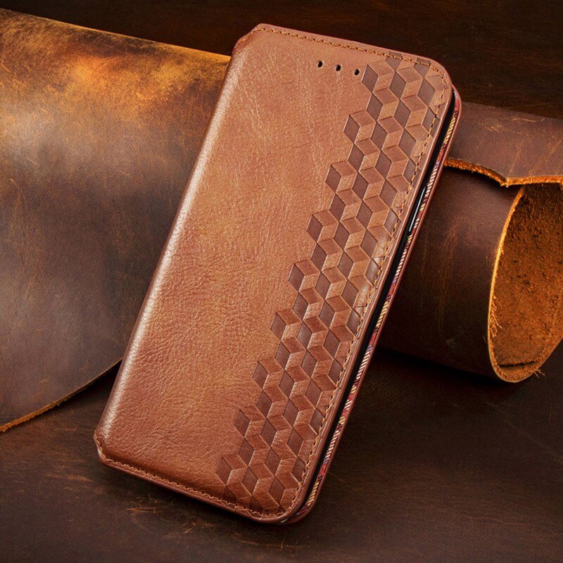 Case OPPO Reno 4 4G #เคสฝาพับแบบกระเป๋าสตางค์ Magnetic Flip Wallet Bracket Leather Lattice TPU Phone Case