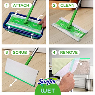 Swiffer® Dry Sweeping Cloth or Wet Mopping Cloth อุปกรณ์ทำความสะอาดพื้น ไม้ถูพื้น ไม้ม็อบ แผ่นถูแบบแห้งและแบบเปียก