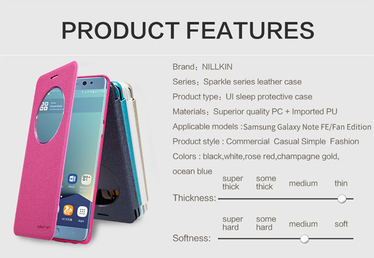 Case Samsung Galaxy Note FE #เคสฝาพับ NILLKIN แท้รุ่น Sparkle Series View Window Leather สีสันสวยงาม