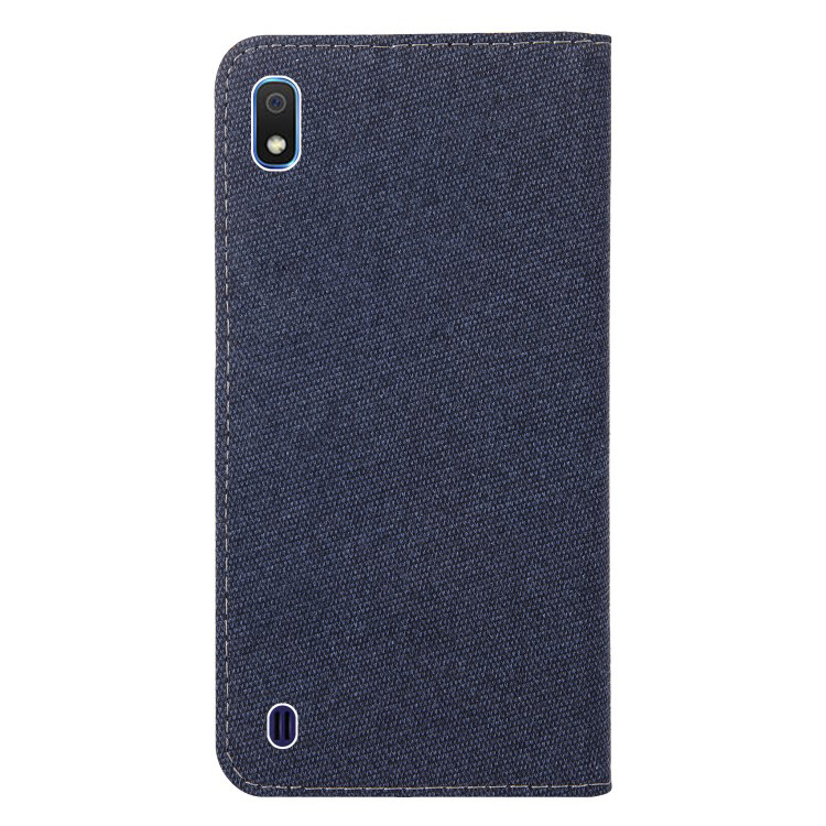 Case Samsung Galaxy A10 #เคสฝาพับหนัง PU เคลือบผิวผ้า Linen Fabric PU Leather Card Storage Phone Case