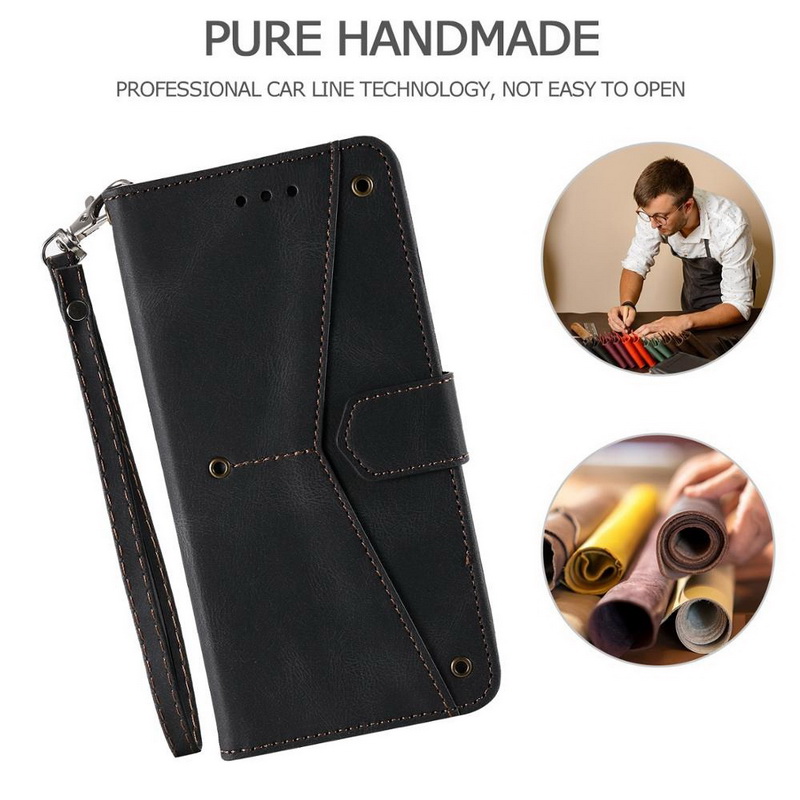 เคส iPhone 14 #เคสฝาพับหนัง PU Splicing Stitching Stand Skin-touch Leather