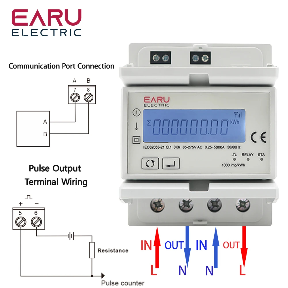 Tuya 80A WiFi 110V 220V Smart Single Phase Two-way Energy Meter