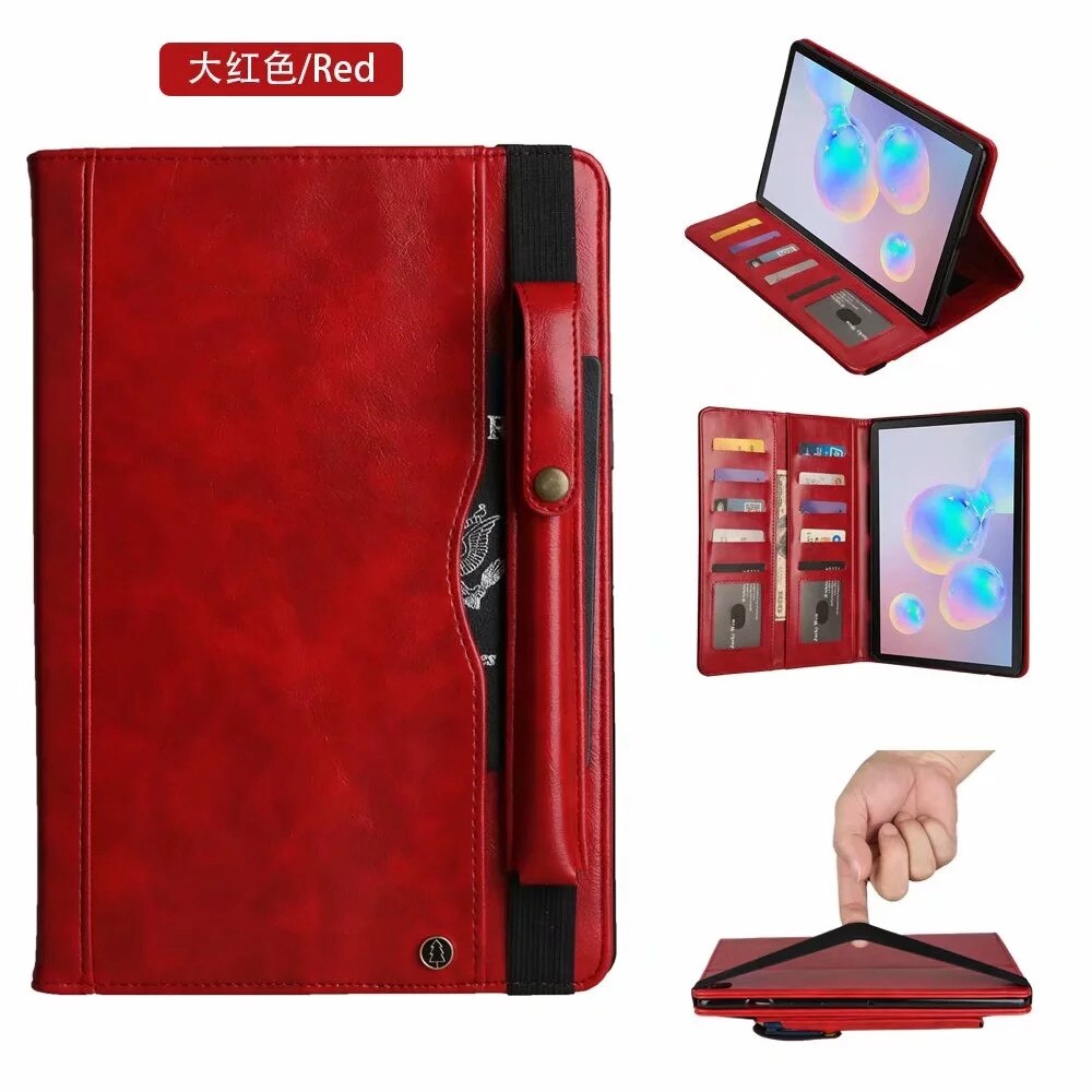 เคส Samsung Galaxy Tab S6 SM-T860 SM-T865 #เคสฝาพับหนัง PU แบบกระเป๋าสตางค์ Retro Horse Crazy พร้อมช่องปากกา