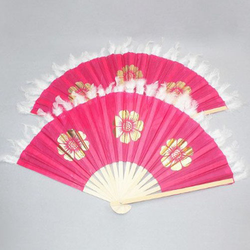 พัดฟ้อนรำเกาหลี แบบขนนกสีขาว (2 อัน/คู่) 무용부채 2 조 สำหรับฟ้อนรำ แสดงการรำเกาหลี Korean Dance Fans, White Feather (2 Pieces/Pair)