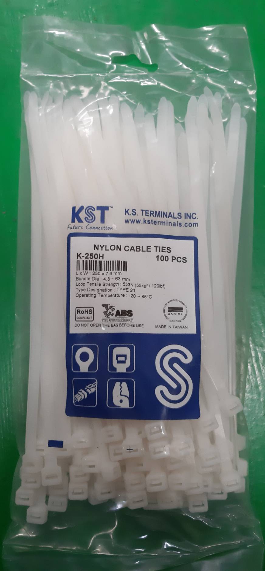 เคเบิ้ลไทร์ 10นิ้วขาว 250mm x 7.6mm