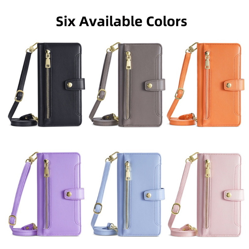 เคส Samsung Galaxy A7 (2018)#เคสฝาพับหนัง PU แบบกระเป๋าสตางค์ Zipper Wallet Leather Flip Case