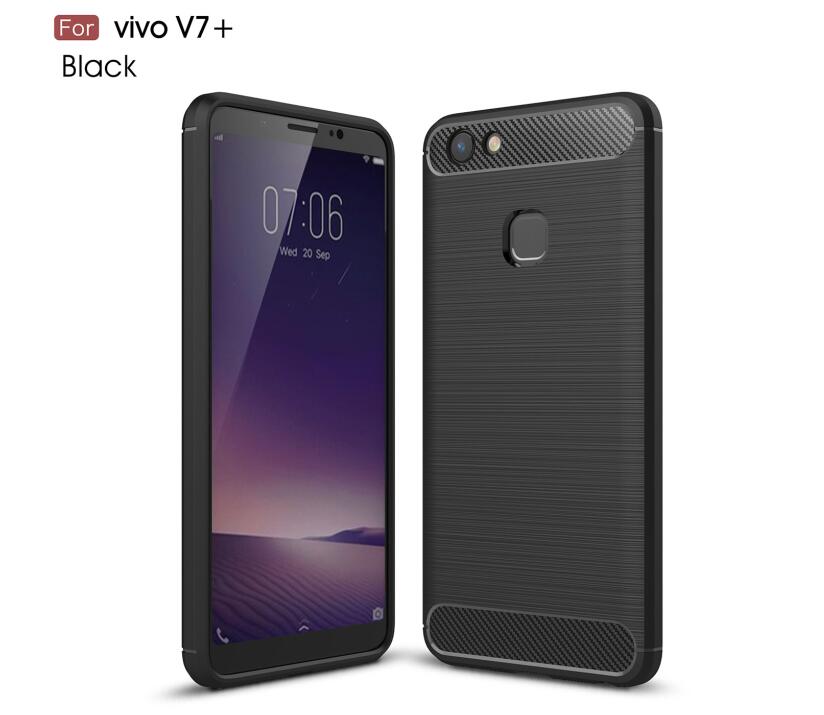 เคส Vivo V7 Plus #เคสคาร์บอนไฟเบอร์ ผิวขัดแปรง Brushered TPU Back Case