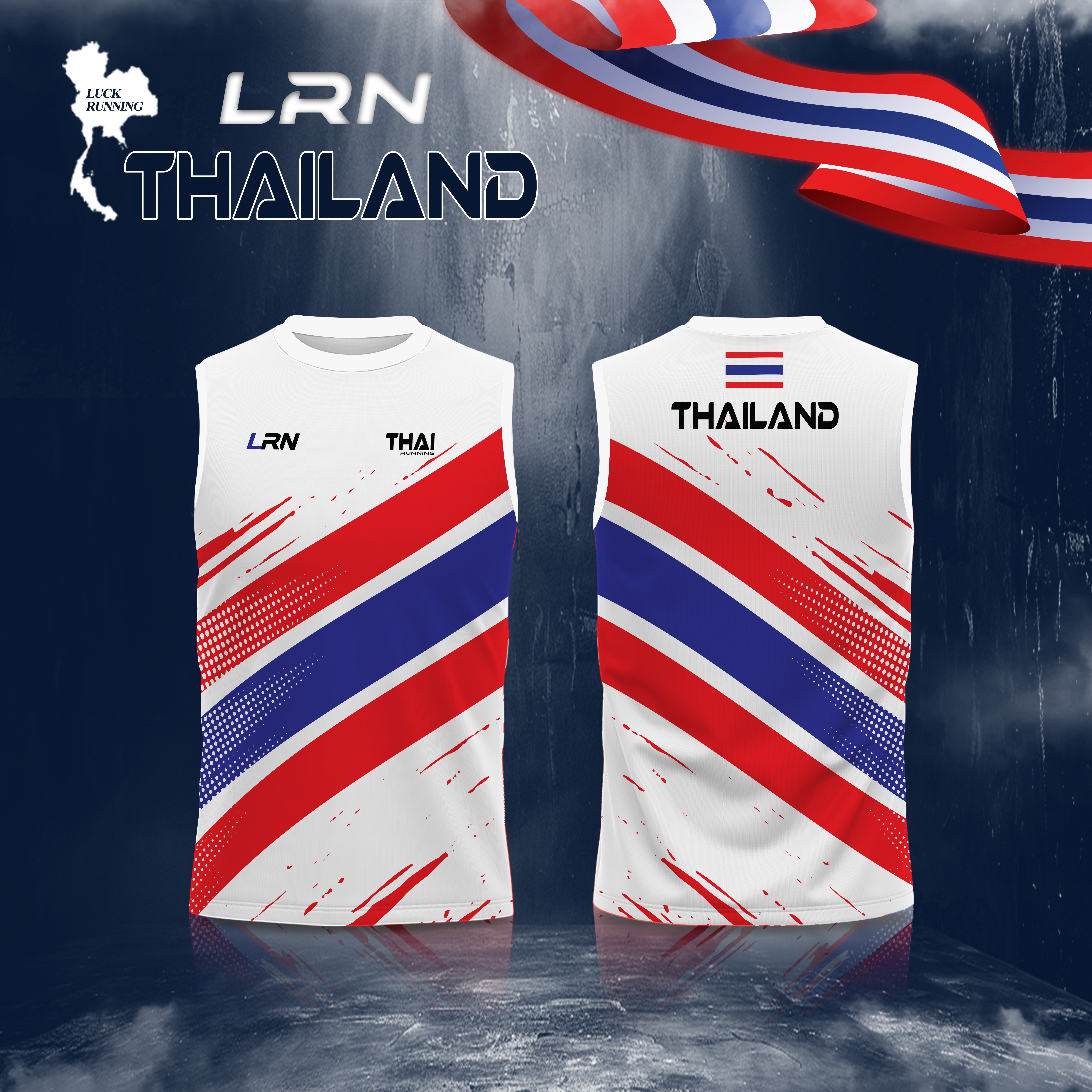 เสื้อวิ่งพิมพ์ลาย LRN เนื้อผ้า Super Air Flow (SF09)