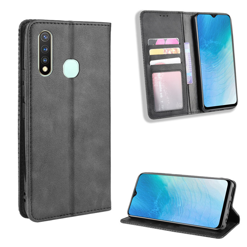 เคส Vivo Y19 #เคสฝาพับปกหนังสไตล์วินเทจดูดซับอัตโนมัติแบบกระเป๋าสตางค์