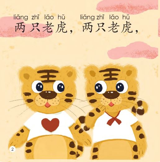 หนังสืออ่านนอกเวลาภาษาจีนชุดสมาร์ทแคท: ระดับเด็กเล็ก เล่ม 3-4: เสือสองตัว 轻松猫 · 中文分级读物（幼儿版）第3级4: 两只老虎 Smart Cat : Chinese Graded Reader (Kindergarten's Edition) Level 3-4: Two Tigers