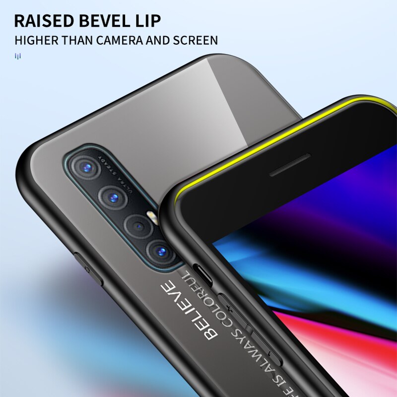 Case OPPO Reno 3 Pro 4G 6.4 นิ้ว #เคสฝาหลัง Gradient Color Glass + PC + TPU Hybrid Case