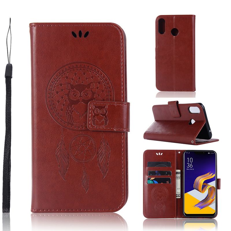 เคส Asus Zenfone 5 ZE620KL / Zenfone 5Z ZS620KL #เคสฝาพับแบบกระเป๋าสตางค์ฝาพับหนัง PU ลายนกฮูก Dream Catcher Owl