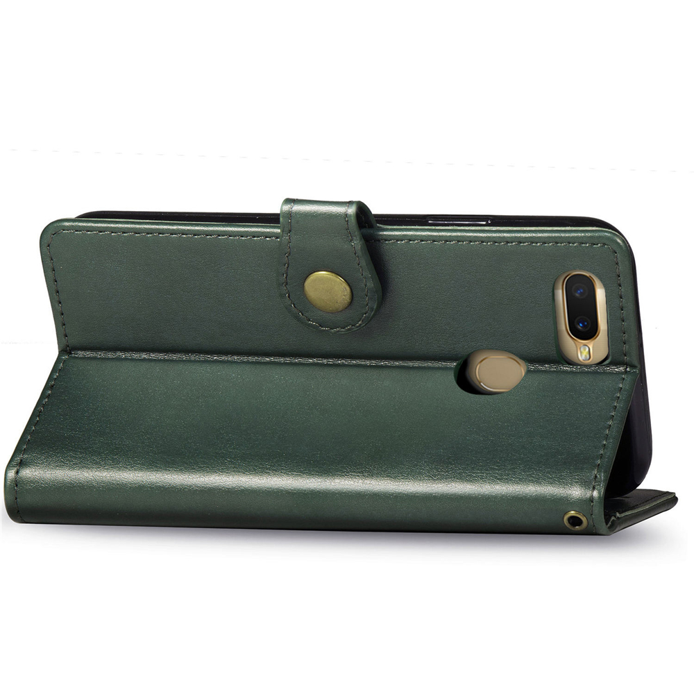 Case Oppo A7 / AX7 / AX5S / A5S #เคสฝาพับแถบปิดแม่เหล็กพับตั้งได้ Magnetic Closure Wallet Lanyard Leather