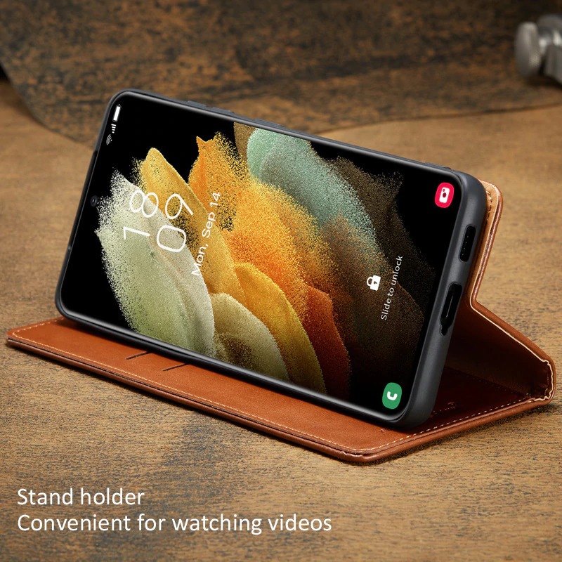 เคส Samsung Galaxy S21#เคสหนัง PU สไตล์กระเป๋าสตางค์พร้อมช่องใส่การ์ด Luxury Flip Stand Card Phone Leather Wallet Cover Casing