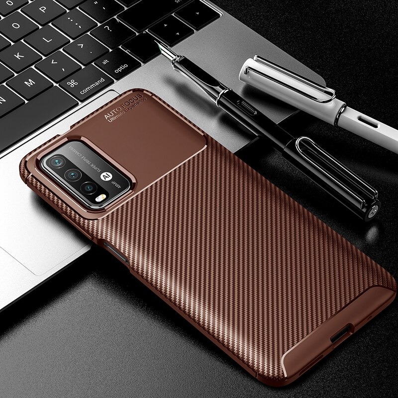 เคส Redmi 9T #เคสฝาหลังนิ่ม Carbon Fiber Anti-drop TPU Protection