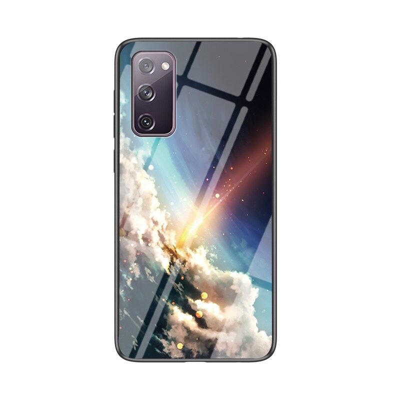เคส Samsung Galaxy S20 #เคสฝาหลัง Gradient Color Glass + PC + TPU Hybrid Case