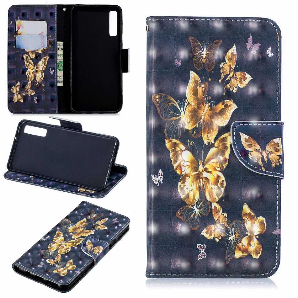 Case Samsung Galaxy A70 #เคสฝาพับหนัง PU พิมพ์ลายแบบกระเป๋าสตางค์