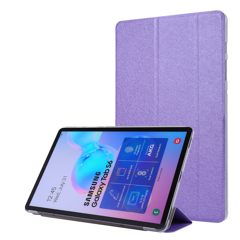 Case Samsung Galaxy Tab S6 10.5 SM-T860 SM-T865 #เคสฝาพับหนัง PU พับสามพับ Silk Texture Leather Stand Case