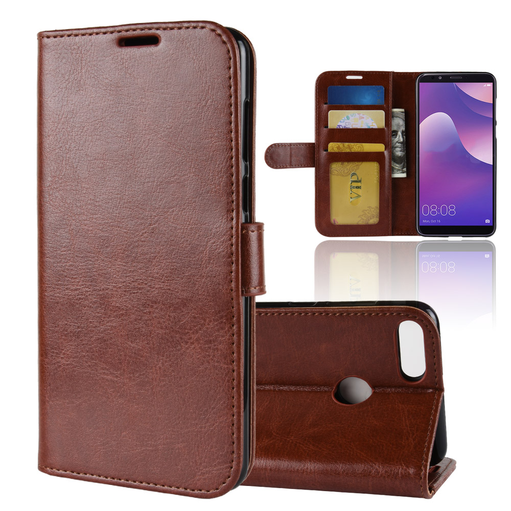 เคส Huawei Y9 (2018) #เคสฝาพับหนัง PU ผิวหนังม้าสไตล์กระเป๋าสตางค์เคสคุณภาพดีราคาถูก