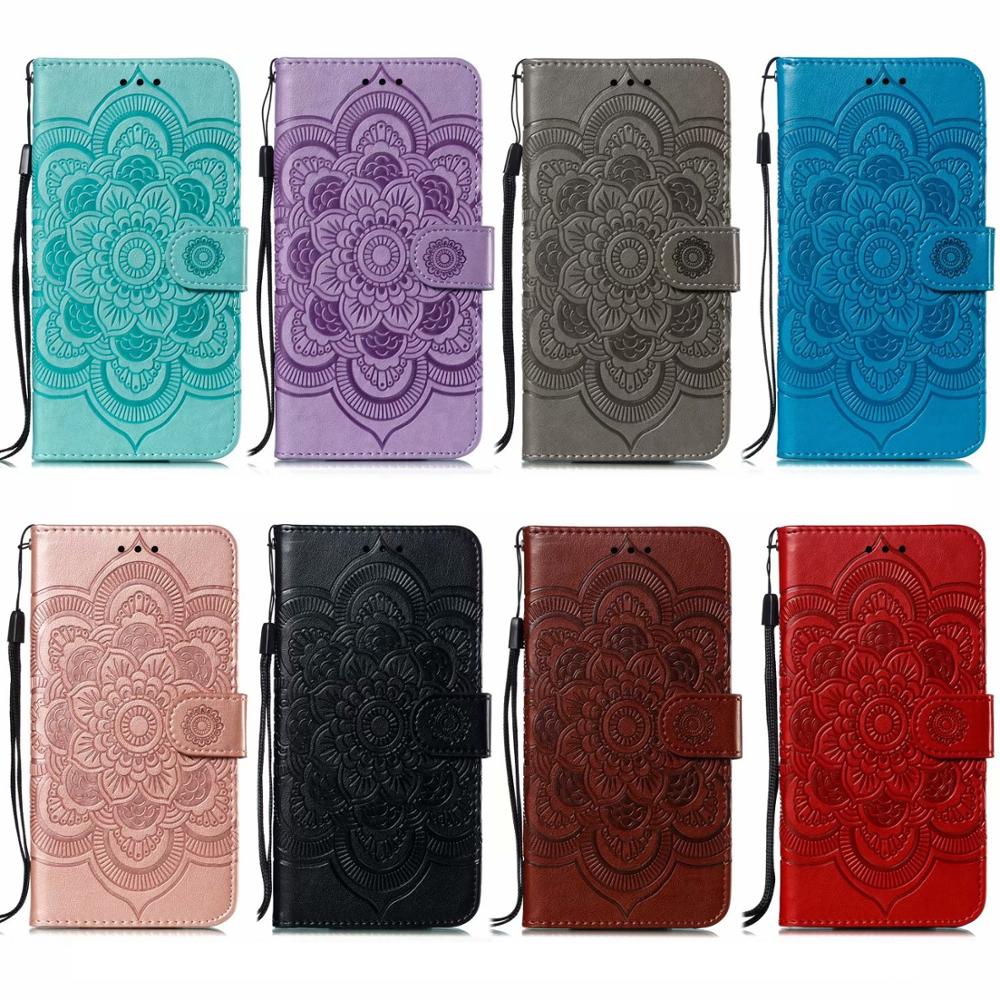 Case Huawei Y7p #เคสฝาพับหนัง PU ปั้มลาย Imprint Mandala Flower