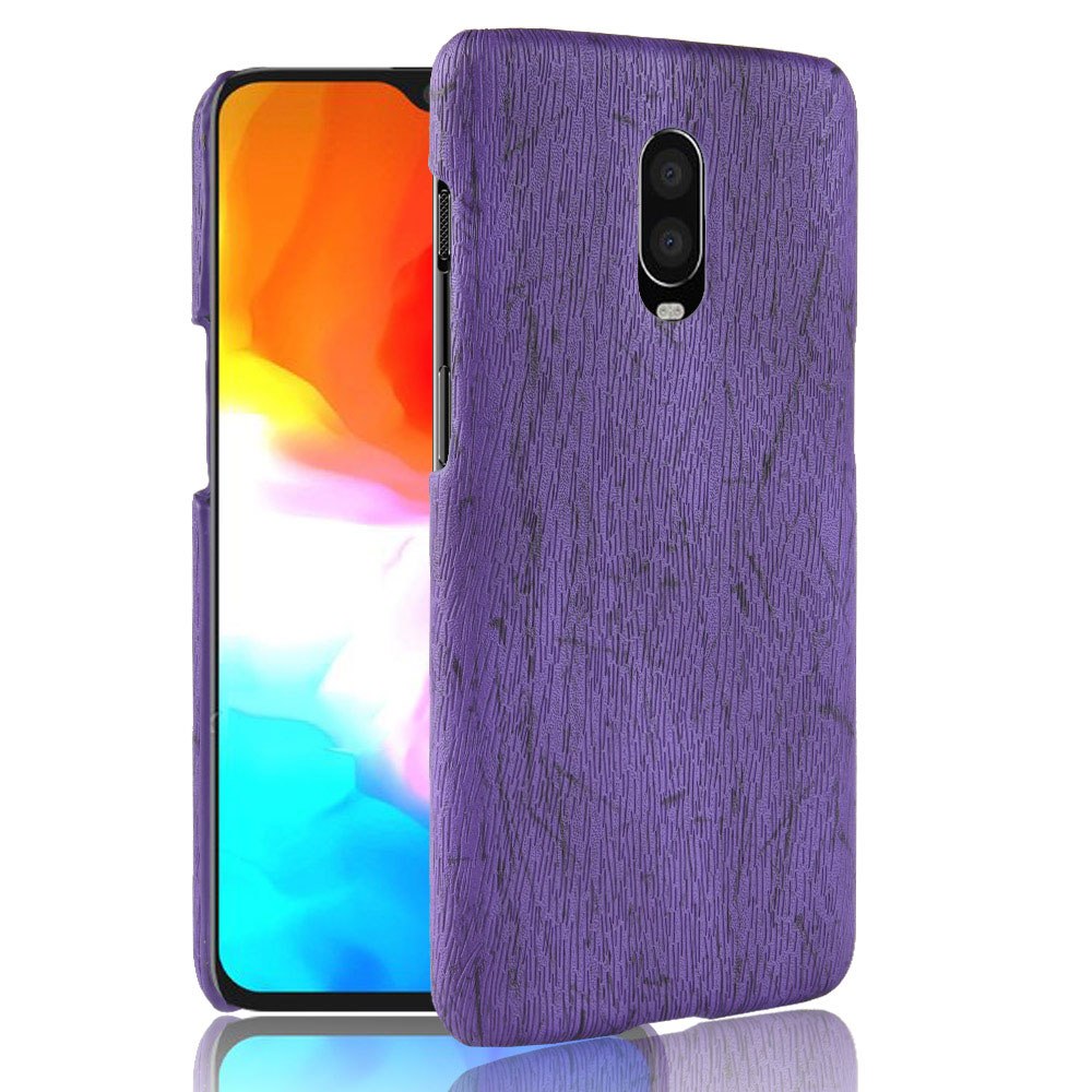 เคส OnePlus 6T #เคสฝาหลังพลาสติกแข็งเคลือบผิวลายไม้สีสันสดใส Wood Texture PU Leather Coated