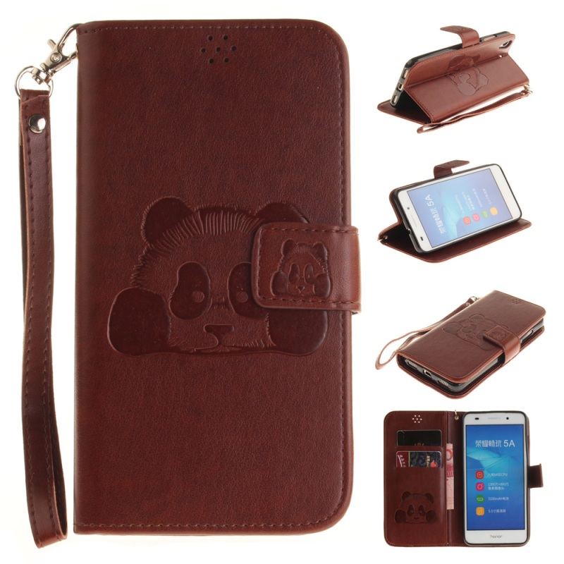Case Huawei Y6 II #เคสหนังแบบฝาพับ ปั้มรูปแพนด้าสีสันสวยงาม