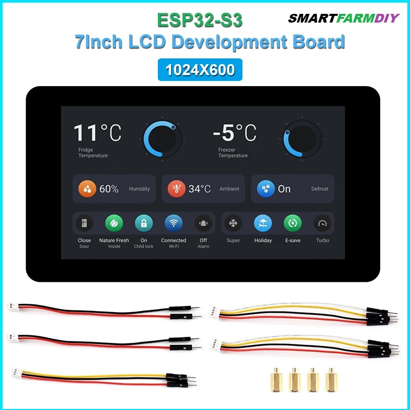 Waveshare ESP32-S3 7.0 นิ้ว 1024x600 LCD Development Board ESP32 จอแสดงผลหน้าจอสัมผัส LVGL GUI สําหรับ Arduino