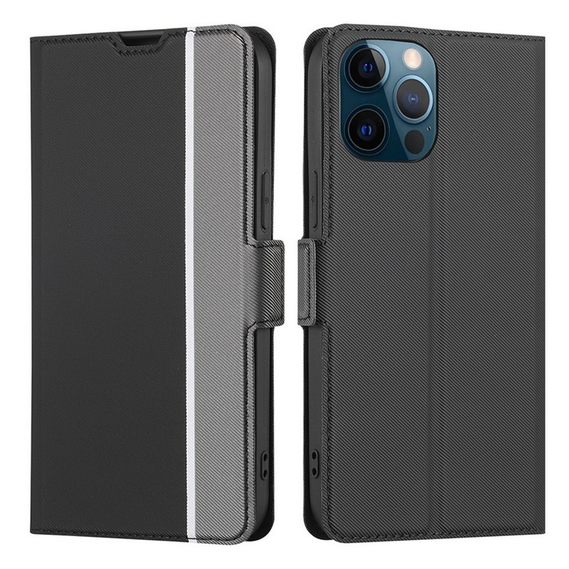 Case iPhone 14 #เคสฝาพับหนัง PU สไตล์กระเป๋าสตางค์สีทูโทรมีช่องใส่การ์ด Luxury