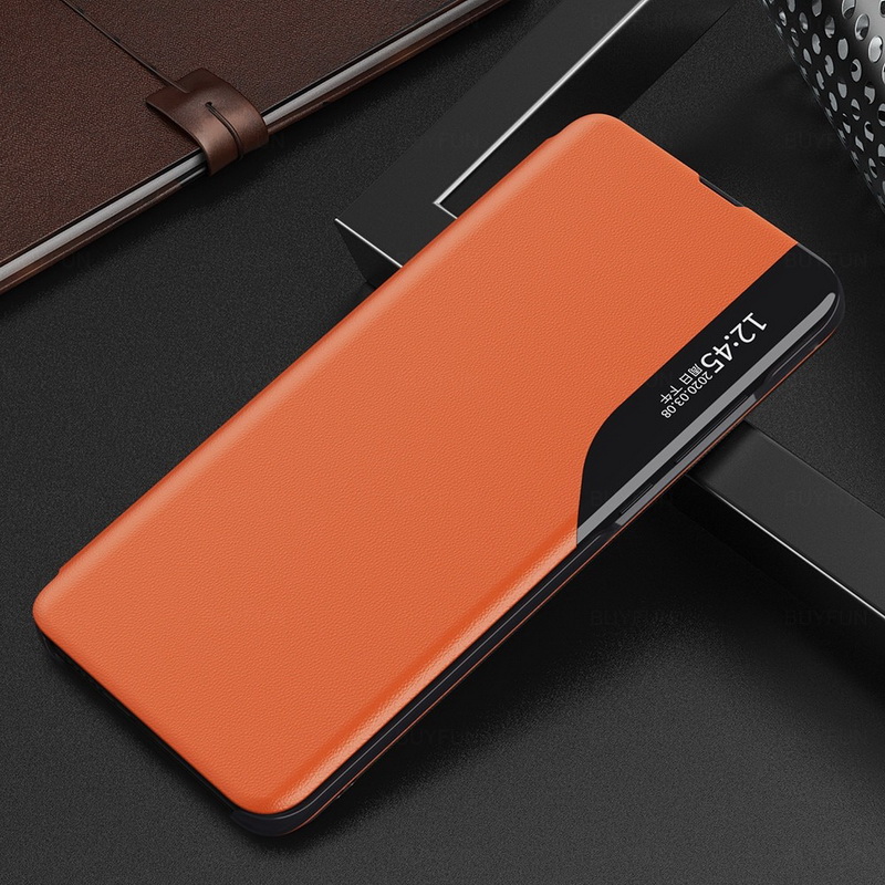 เคส Xiaomi Mi 10T #เคสฝาพับเคลือบผิวหนัง PU มีช่องวิวด้านข้างพับวางตั้งได้ Smart Flip kickstand leather Cover