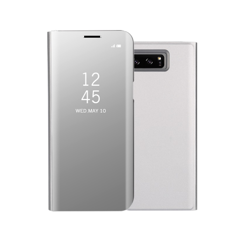 Case Samsung Galaxy Note 8 N950 #เคสฝาพับปกพลาสติกโปร่งแสงพื้นผิวกระจกเงา Plated Mirror Surface Information View Leather Stand Casing
