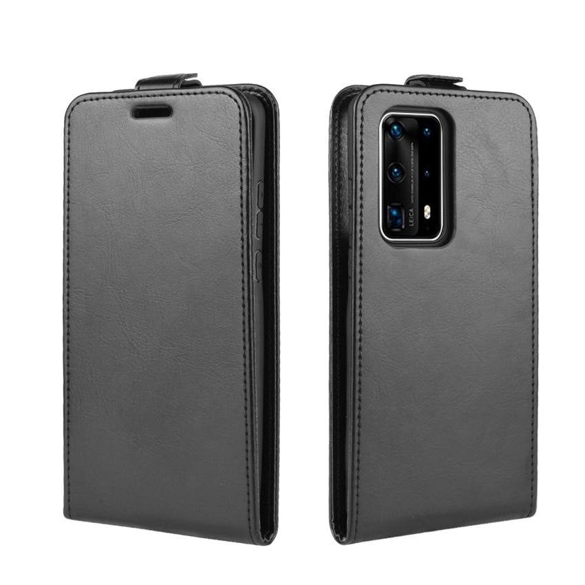 Case Huawei P40 Pro #เคสฝาพับหนัง PU Crazy Horse แนวตั้ง พร้อมช่องเสียบการ์ด