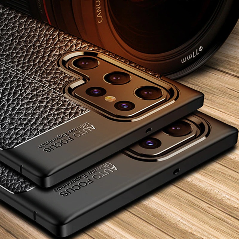 Case Samsung Galaxy S23 Ultra 5G #เคสฝาหลัง TPU ผิวลิ้นจี่ช่วยป้องกันลายนิ้วมือและกันลื่นได้ดี