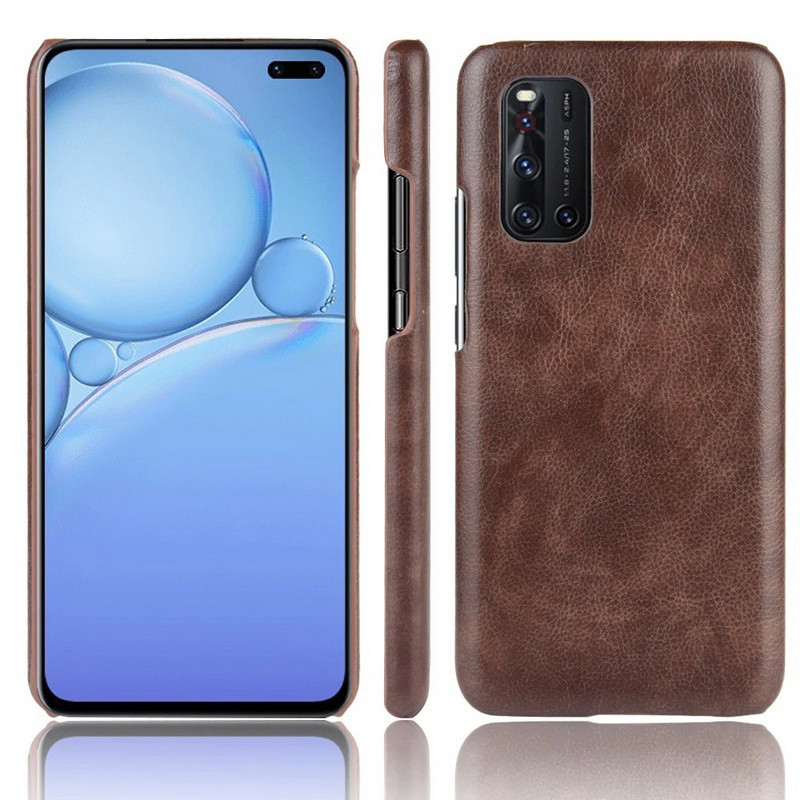เคส Vivo V19 #เคสฝาหลังพลาสติกแข็งเคลือบหนัง PU ลายผิวลิ้นจี่ Litchi Skin Leather Coated