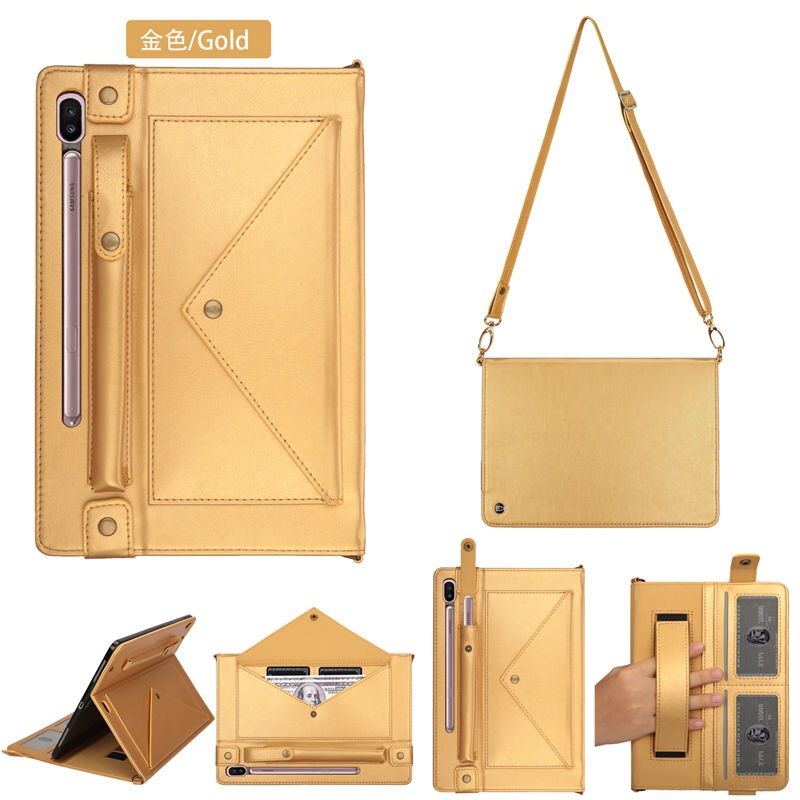 เคส Samsung Galaxy Tab S6 SM-T860 SM-T865 #เคสฝาพับหนัง PU มีที่เก็บปากกาและสวมนิ้ว Envelop Shape Leather Tablet Casing with Pen Slot