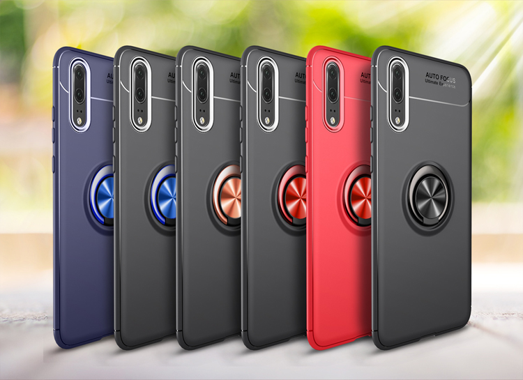 Case Huawei P20 Pro #เคสฝาหลัง TPU Finger Ring Kickstand (แผ่นโลหะแม่เหล็ก)