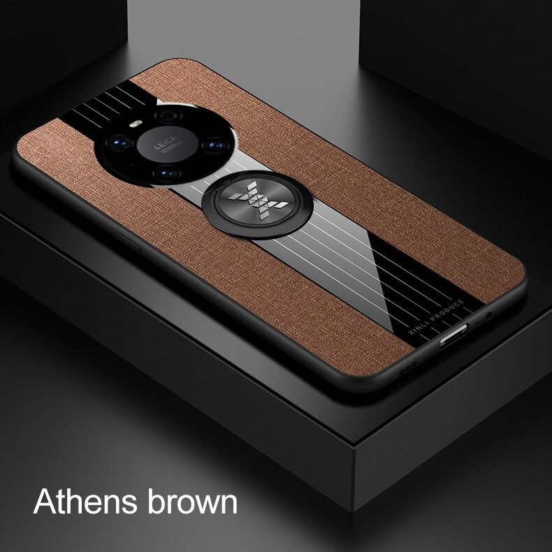 เคส Huawei Mate 40 Pro #เคสฝาหลังเคลือบผ้าเนื้อมีแหวนสวมนิ้ว TPU ไฮบริด+อะคริลิ + แหวนโลหะ