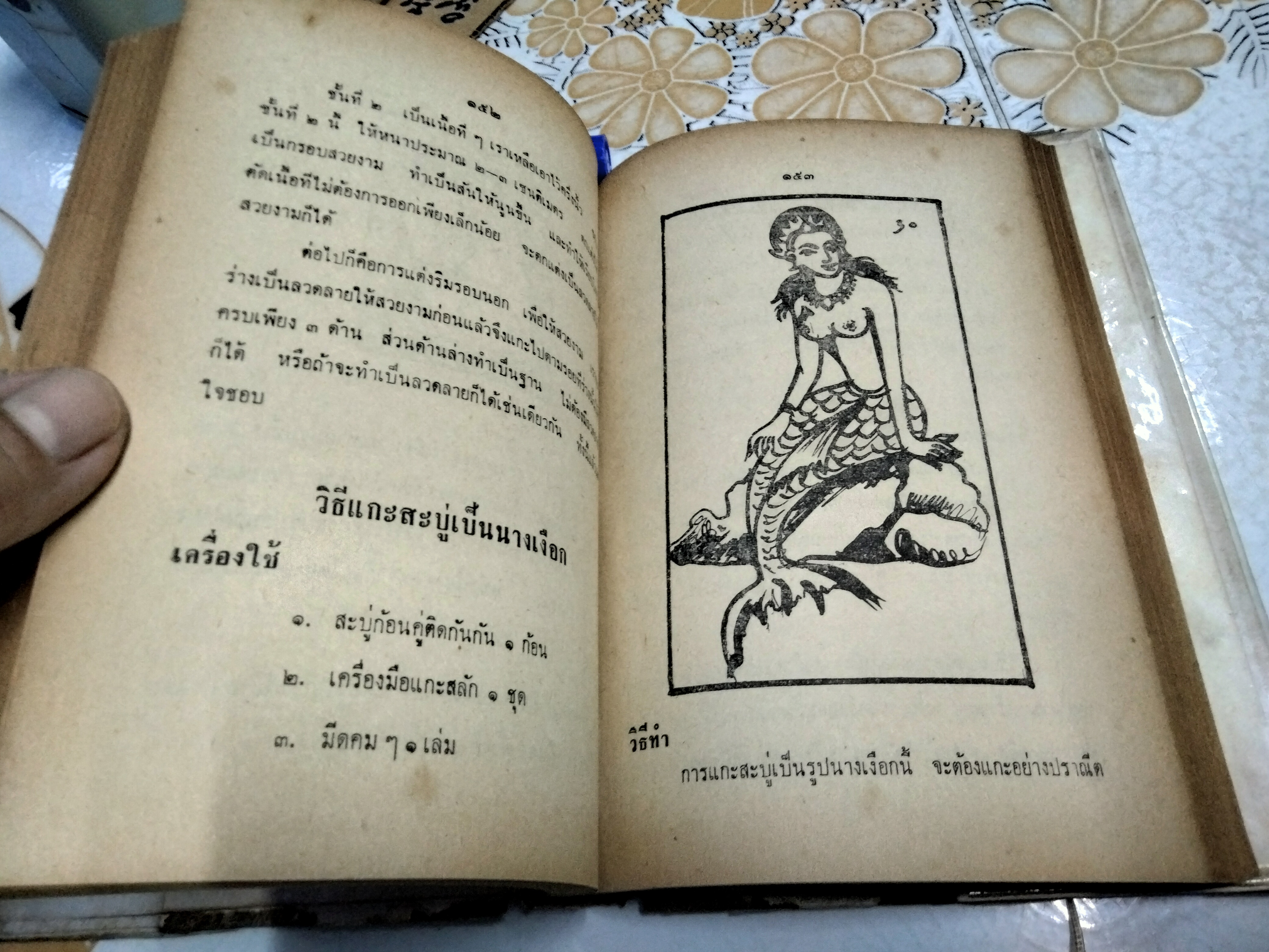 วิชาแกะสลักผลไม้และวิธีแต่งบ้าน รวบรวมโดย สิริพร สนพ.พิทยาคาร พิมพ์ปี 2511