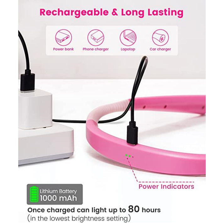 Glocusent® Upgraded LED Neck Reading Light ไฟอ่านหนังสือ ไฟฉายแบบคล้องคอ แบบชาร์จได้ ไฟLEDปรับความสว่างได้