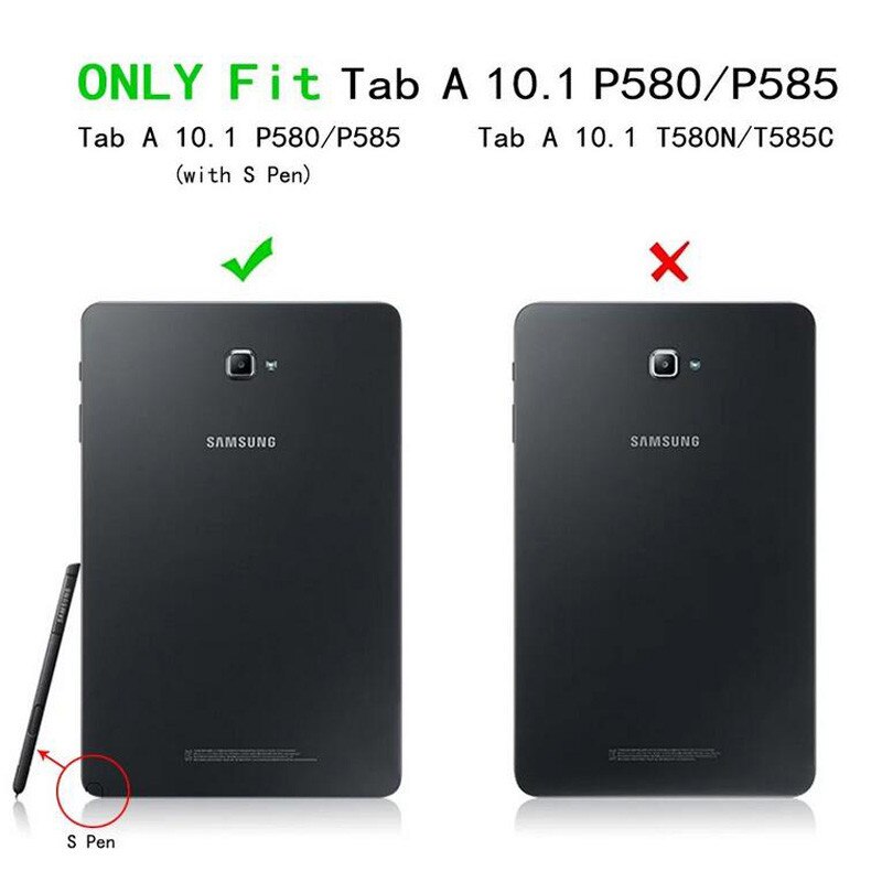 Case Samsung Galaxy Tab A 10.1 (2016) with S Pen P580 P585 #เคสฝาพับหนัง PU ผิวหนังม้ามีที่สวมนิ้ว