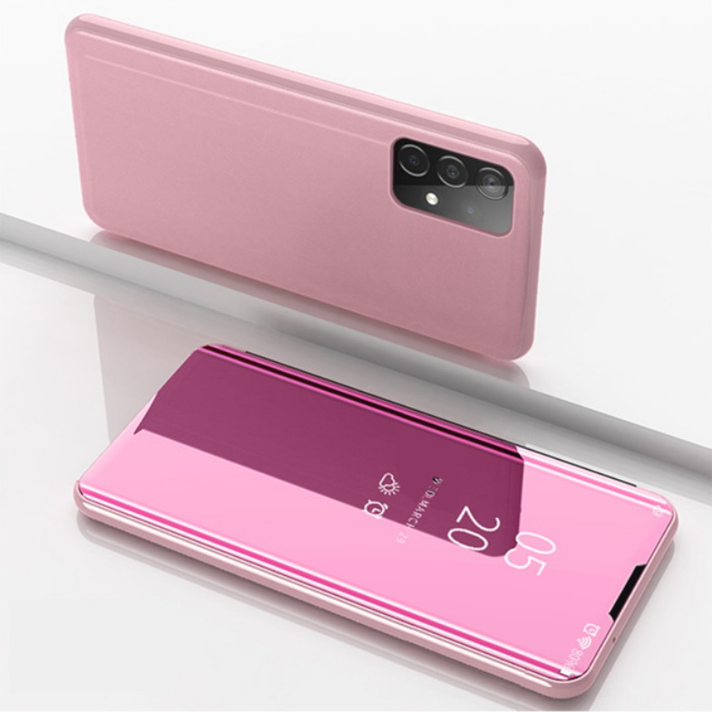 Case Samsung Galaxy A32 5G#เคสฝาพับปกโปร่งแสงผิวเงา Electroplating Mirror Surface Window View