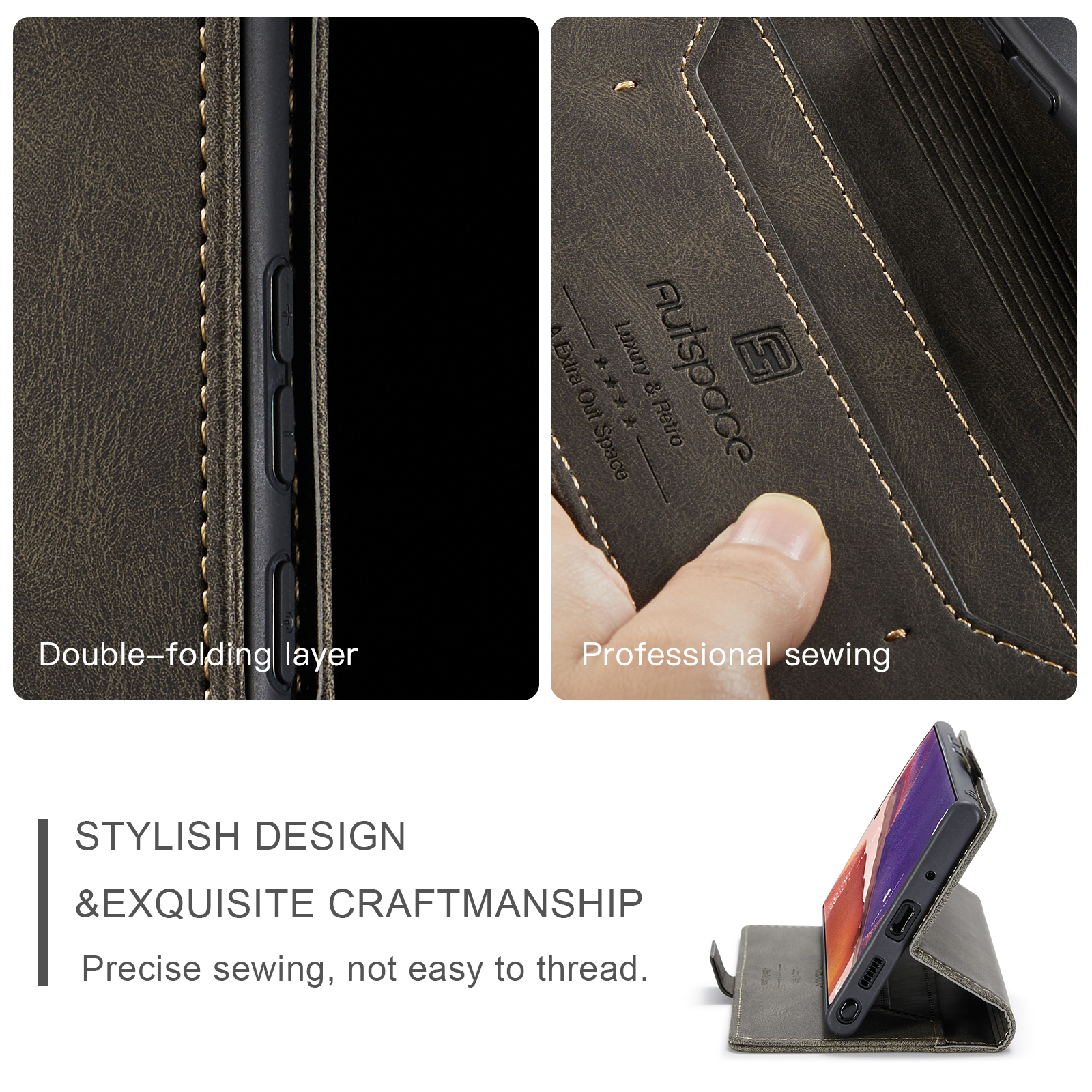 เคส Samsung Galaxy Note 20 / Note 20 5G #เคสฝาพับหนัง PU แบบกระเป๋าสตางค์ AUTSPACE Series RFID Blocking Retro Matte Leather Wallet