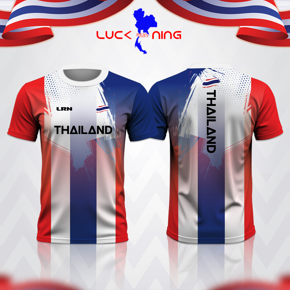 เสื้อวิ่งพิมพ์ลาย THAILAND X LRN เนื้อผ้า Micro square สำหรับวิ่งมาราธอน (MS28)