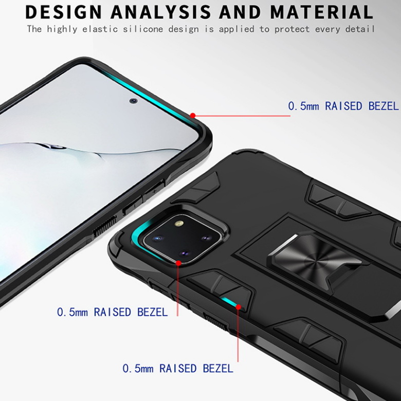 Case Samsung Galaxy Note 10 Lite #เคสแบบฝาหลังเกราะป้องกัน ไฮบริด มีขาตั้ง Built-in Kickstand Hard PC Phone Stand Back Case Armor