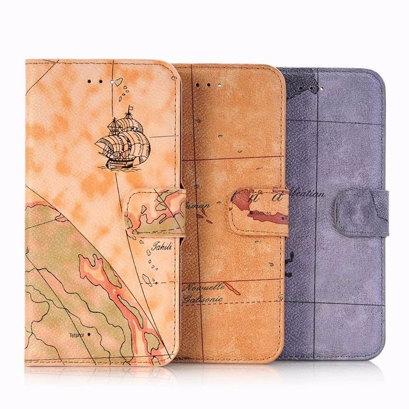 Case iphone 7 plus / 8 plus เคสฝาพับลายณูปแบบแผนที่มีช่องเสียบการ์ด สวยงามทันสมัย