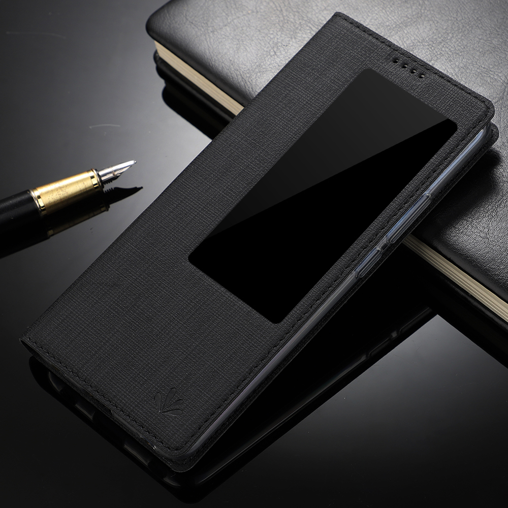 Case Huawei Mate 20 Pro #เคสฝาพับหนัง PU VILI DMX มีช่องวิว Window View Cross Texture Leather