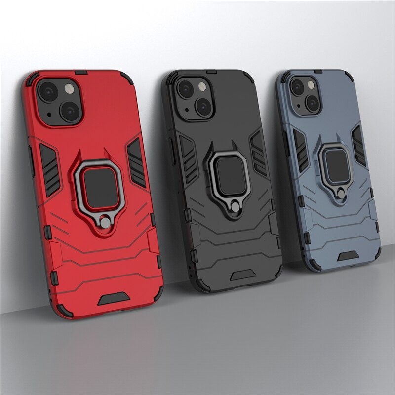 Case iPhone 13 mini#เคสฝาหลังพลาสติกแข็ง +TPU Hybrid Case มีแหวนสวมนิ้วโลหะ